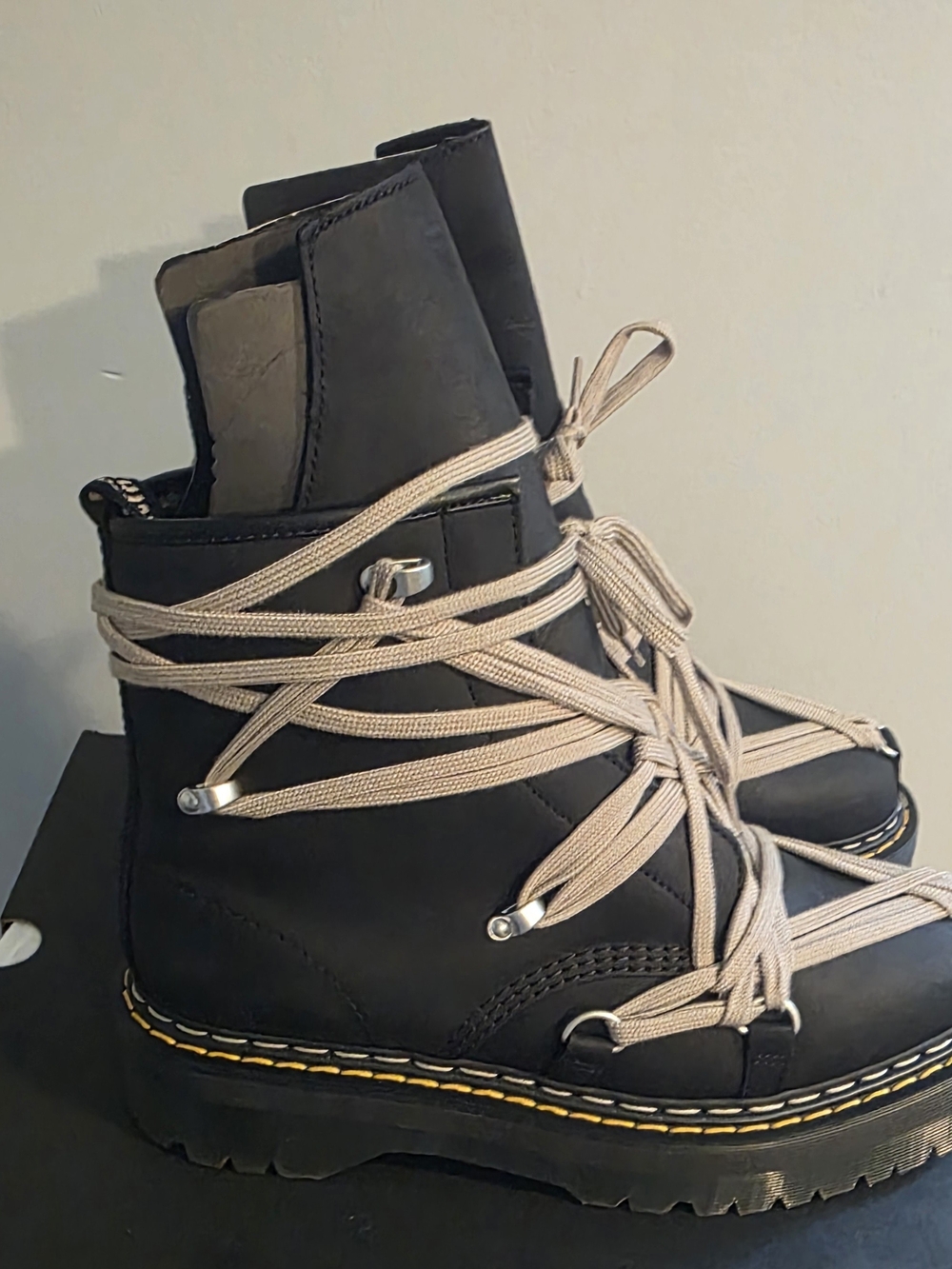 RICK OWENS+DR MARTENS 1460 MEGALACE QUAD RO - Picture 4 of 11